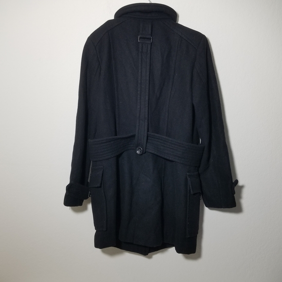 Women's Black Belted Coat - Picture 4 of 7